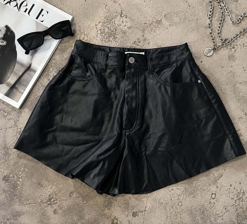 And Now This Black Faux Leather A-Line Shorts Size 6 (e)
